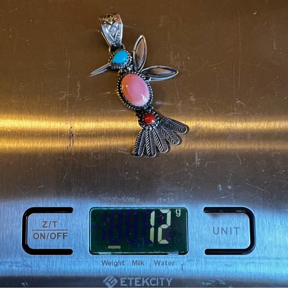 Sterling Silver Multi Stone Hummingbird Pendant - Picture 10 of 10